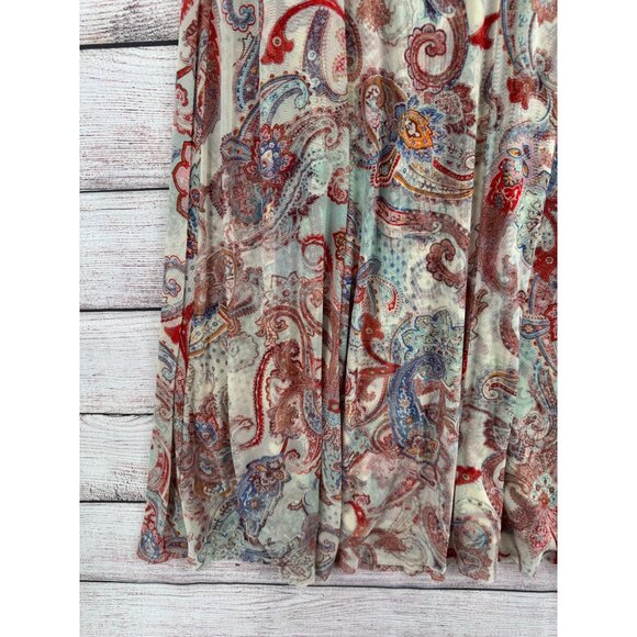 Attitudes by Renee Paisley Print Sleeveless Maxi Dress Women's M Cream/Red/Blue - Picture 6 of 11